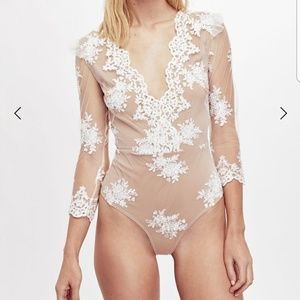 For Love and Lemons Skivvies Amber Bodysuit White